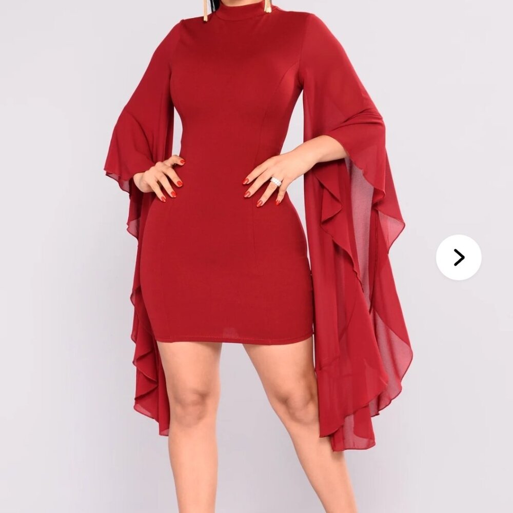 FASHIONOVA Burgundy Mini Dress